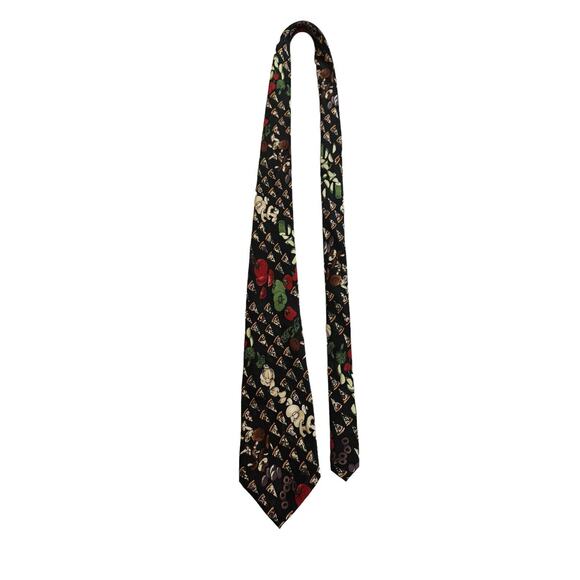 Nicole Miller Pizza Toppings Mushrooms Olives Bell Peppers Tomatoes Necktie Silk - Picture 2 of 7
